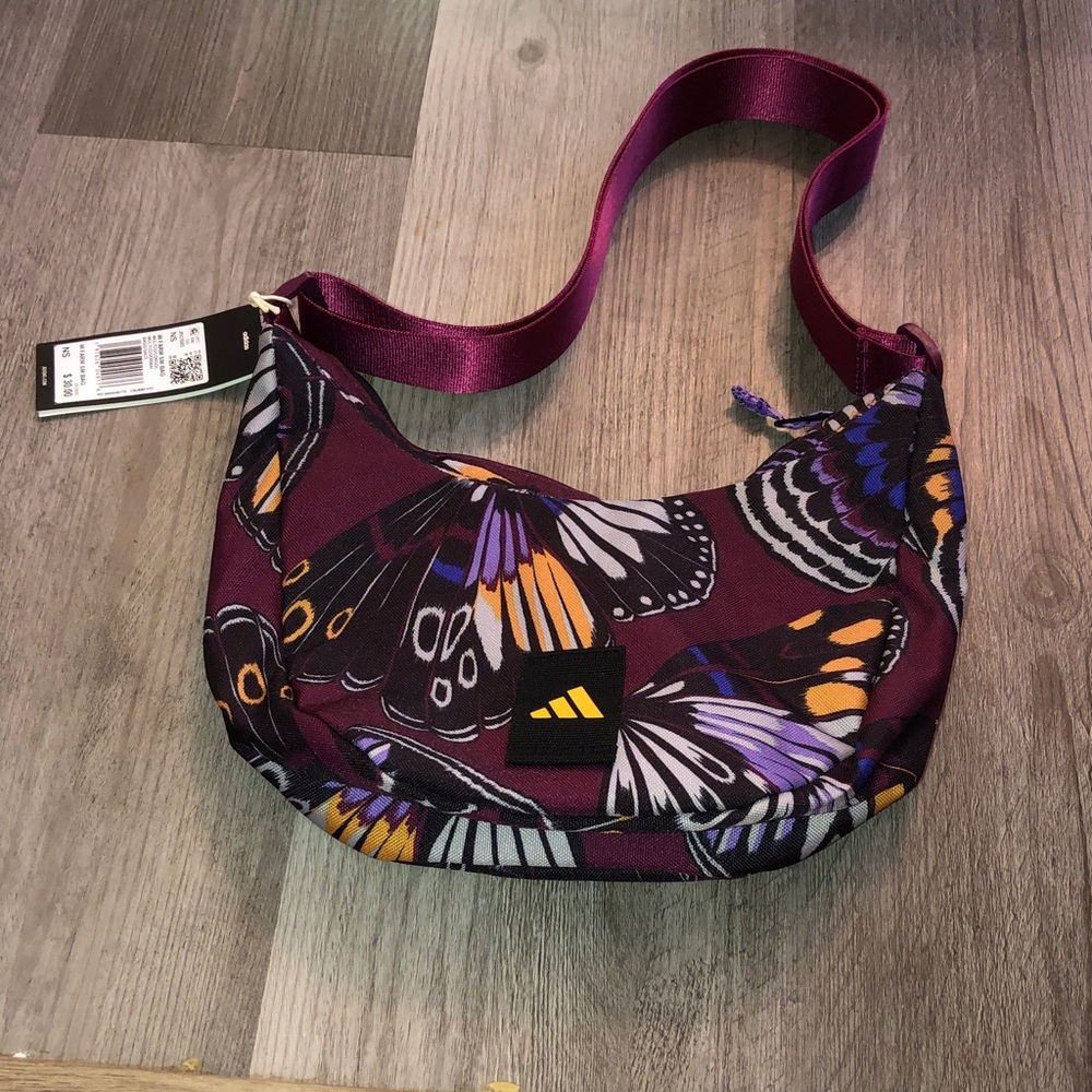 adidas x Farm Rio Sacoche Shoulder Bag Multi Color Corn Gold Butterfly Print NWT - Picture 14 of 16
